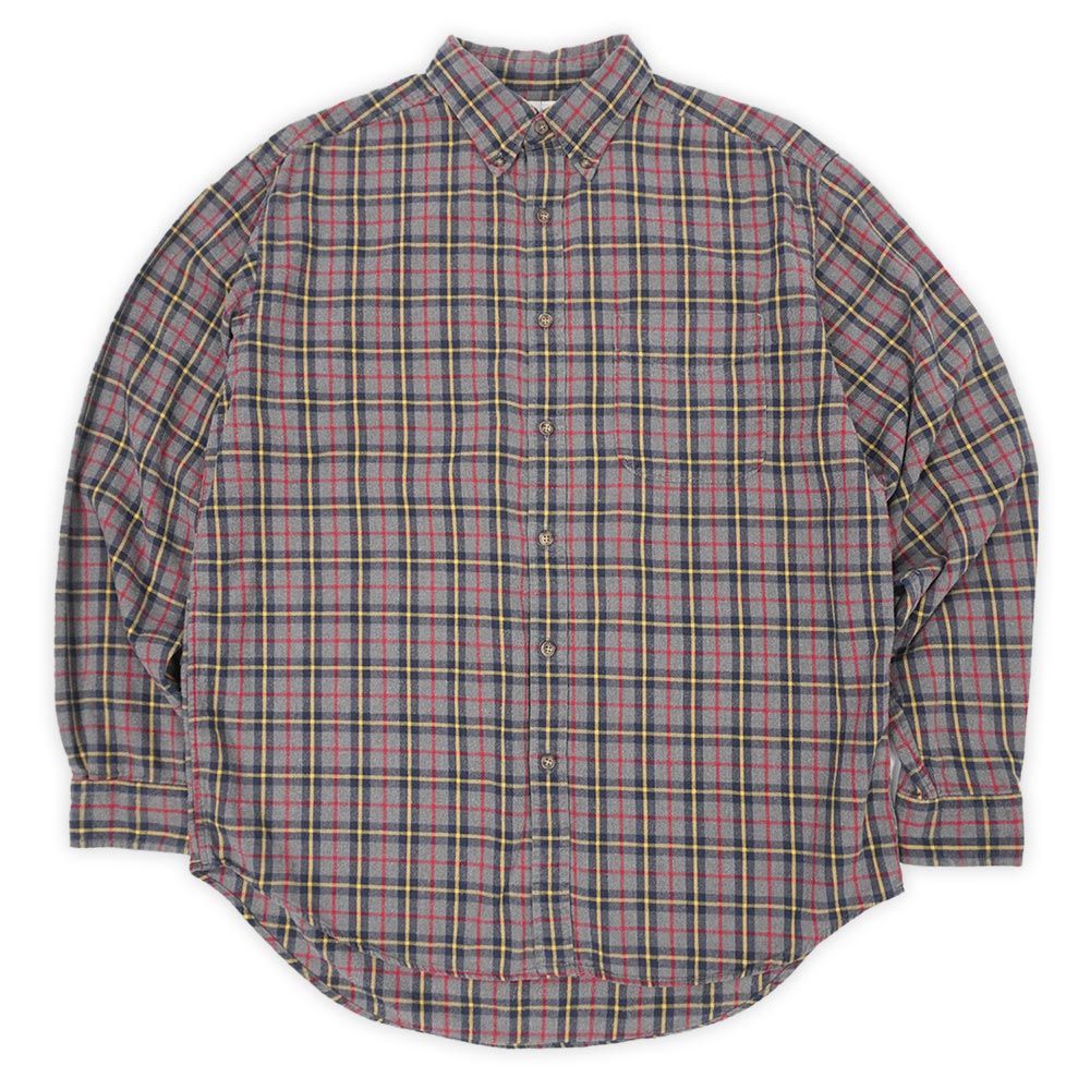 ジェイクルー J.CREW 90s 90年代 フランネル ボタンダウンシャツ BD 旧タグ 巨人タグ USA アメリカ ヴィンテージ 古着 メンズ シャツ グレー系 チェック柄 M
