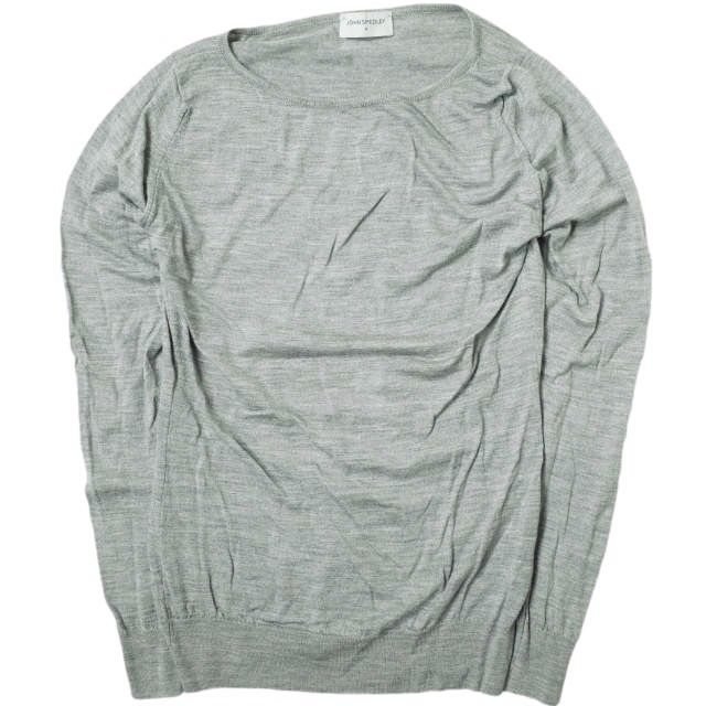JOHN SMEDLEY ジョンスメドレー イギリス製 エクストラファインメリノウール Uネックニット M グレー セーター プルオーバー g14977 JOHN SMEDLEY ジョンスメドレー イギリス製 エクストラファイン