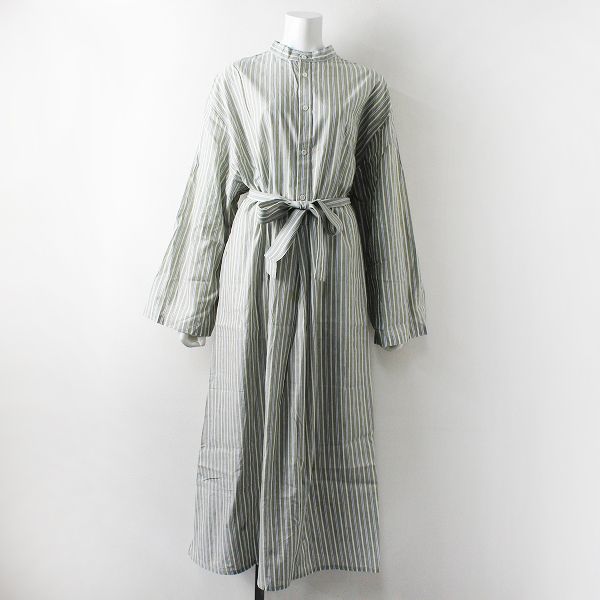 2019SS 春夏 定価8.5万 CristaSeya クリスタセヤ striped maxi shirt dress ストライプ マキシ シャツ  ドレス M【2400011420909】