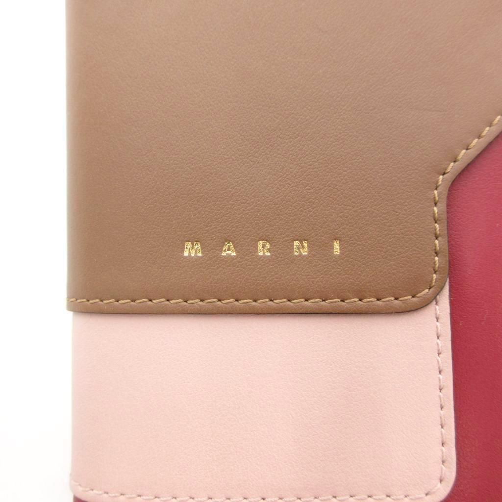 マルニ MARNI 二つ折り財布 ウォレット レザー ロゴ 赤 ボルドー
