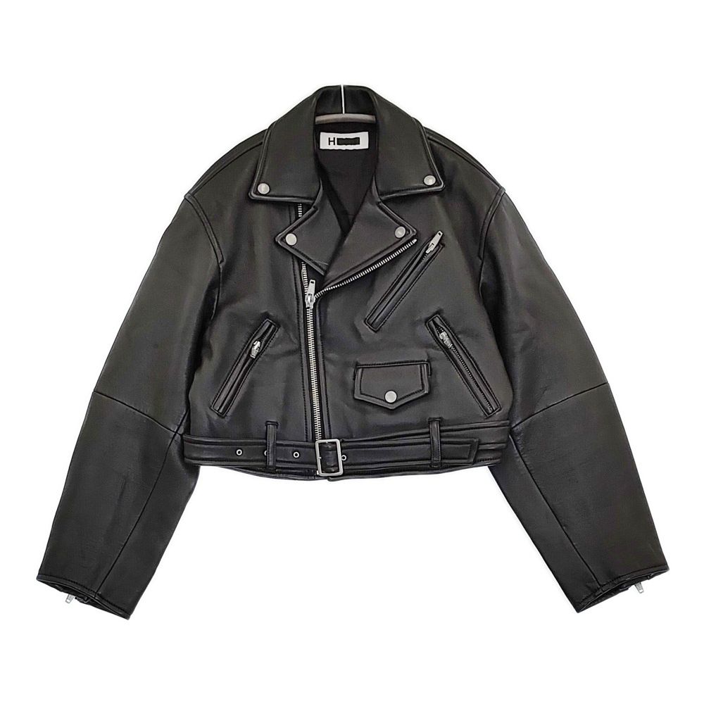 H BEAUTY-YOUTH 1625-199-4947 サイズS 羊革 レザー ライダースジャケット ブラック レディース エイチビューティアンドユース 5-0920T♪