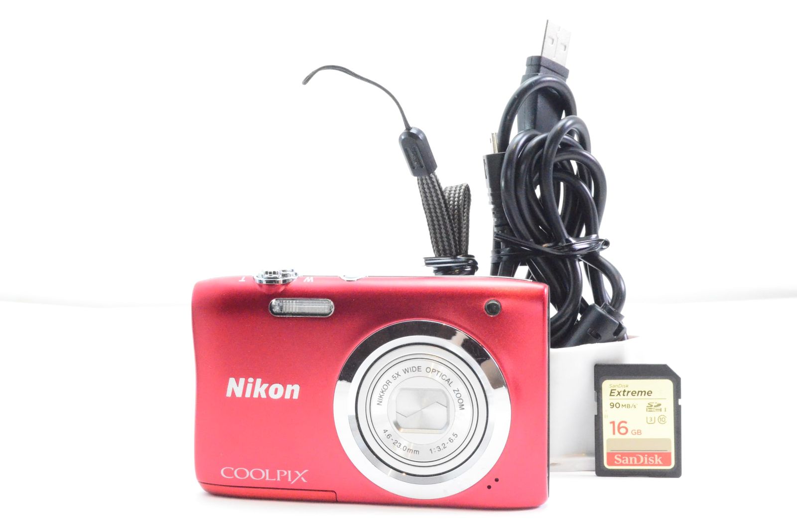 並品】Nikon ニコン COOLPIX A100 レッド 光学5倍 2005万画素