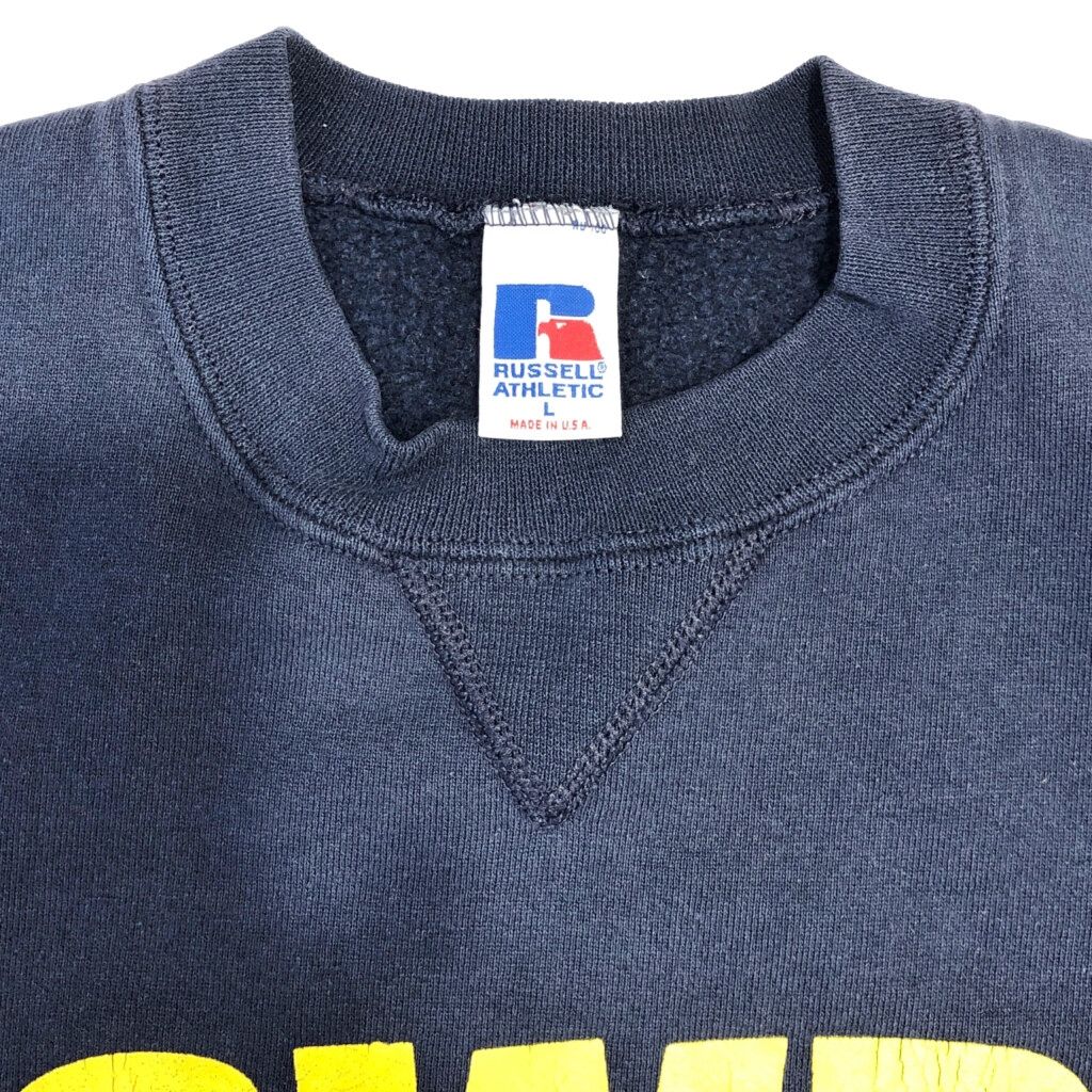 RUSSELL ATHLETIC　スウェット　Lサイズ　ネイビー　短丈 美品】RUSSELL ATHLETIC ラッセル 前Vスウェット ネイビー L