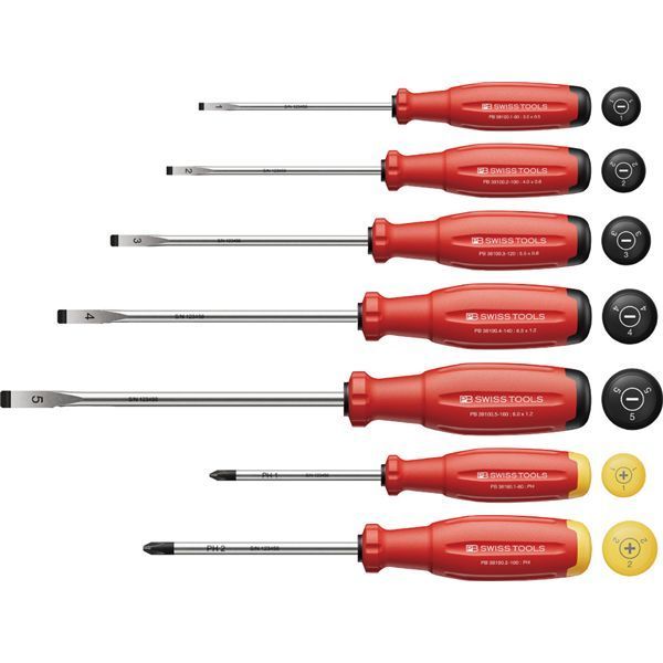 PB SWISS TOOLS ピービースイスツールズ 7本組 スイスグリップEVO マイナス プラス ドライバーセット 38252