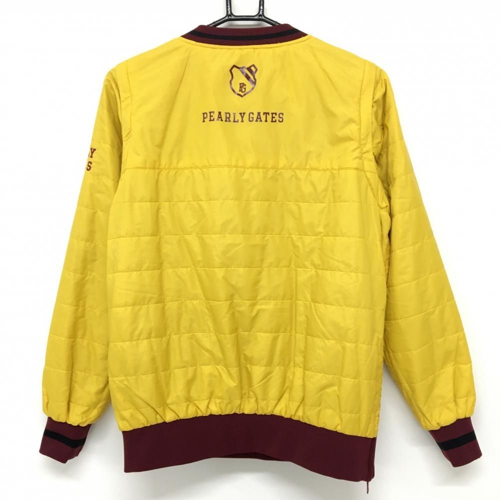 パーリーゲイツ4WAY中綿リバーシブルスニード ボルドー×イエロー　袖着脱可 美品】パーリーゲイツ 4WAY中綿リバーシブルスニード ボルドー