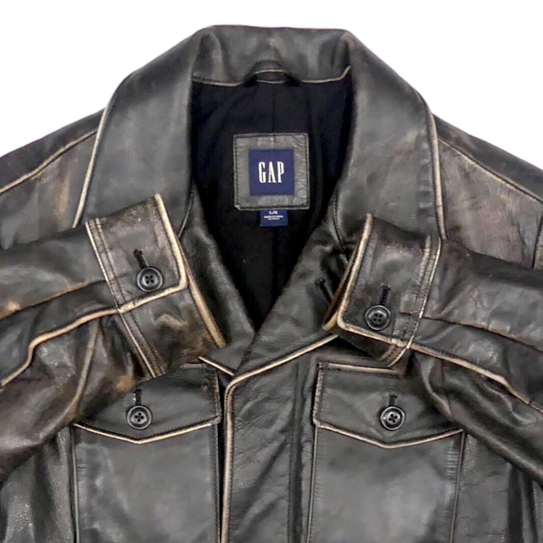 本革】GAP レザージャケット 黒 L ライダースジャケット 【公式通販】