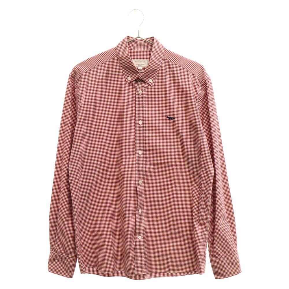 MAISON KITSUNE (メゾンキツネ) ボタンダウン長袖シャツ ギンガムチェック レッド