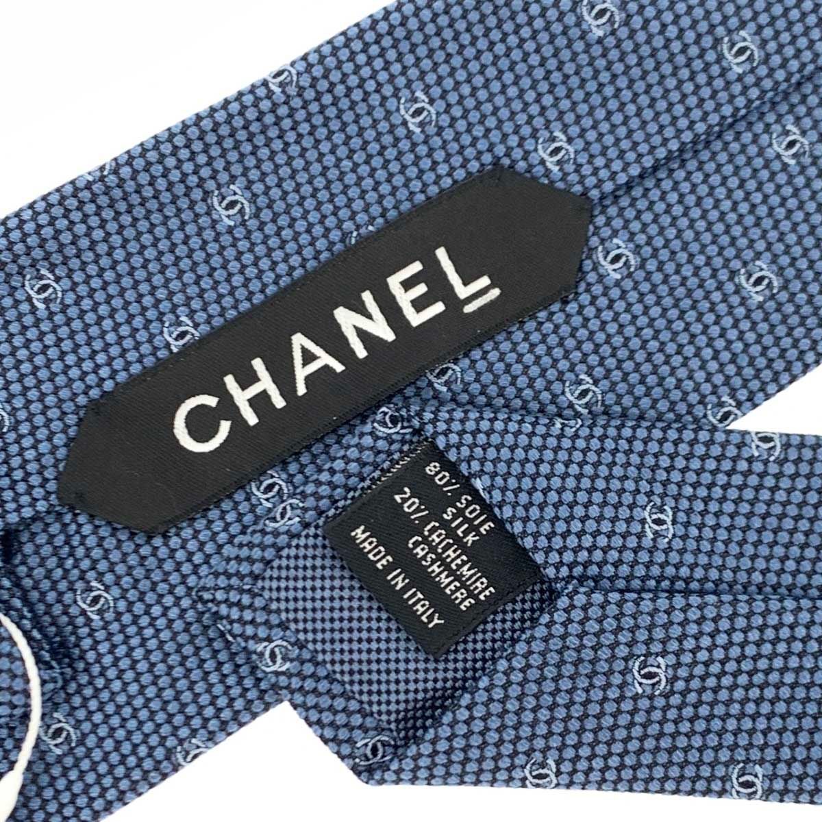 未使用品 CHANEL シャネル ネクタイ 19B ブルー ココマーク