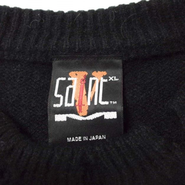 トップス SAINT MICHAEL VLONE KNIT BONE 22AW L Saint Mxxxxxx x VLONE Bone Knit Sweater Vintage Black Men's