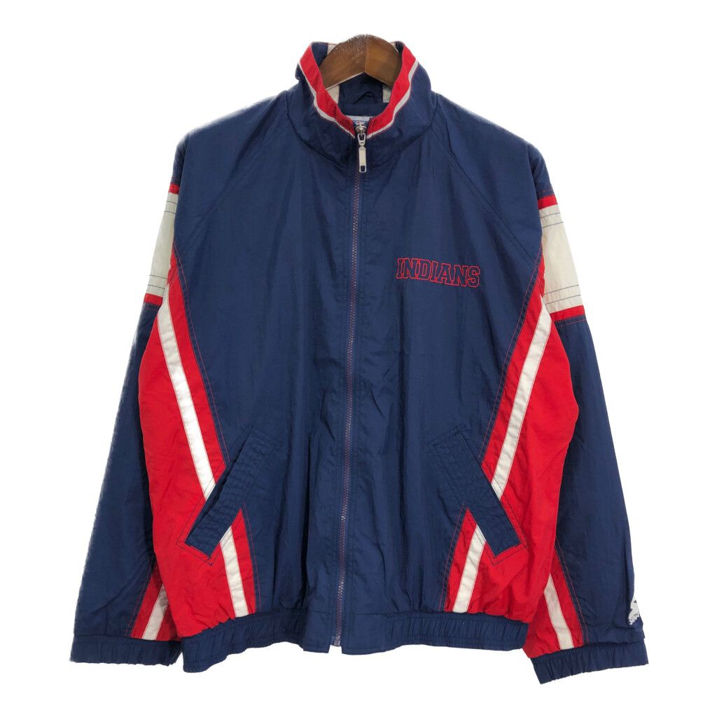 90年代 STARTER スターター MLB クリーヴランド・インディアンズ スタジアムジャケット プロチーム ネイビー (メンズ L) 中古 古着 R8669