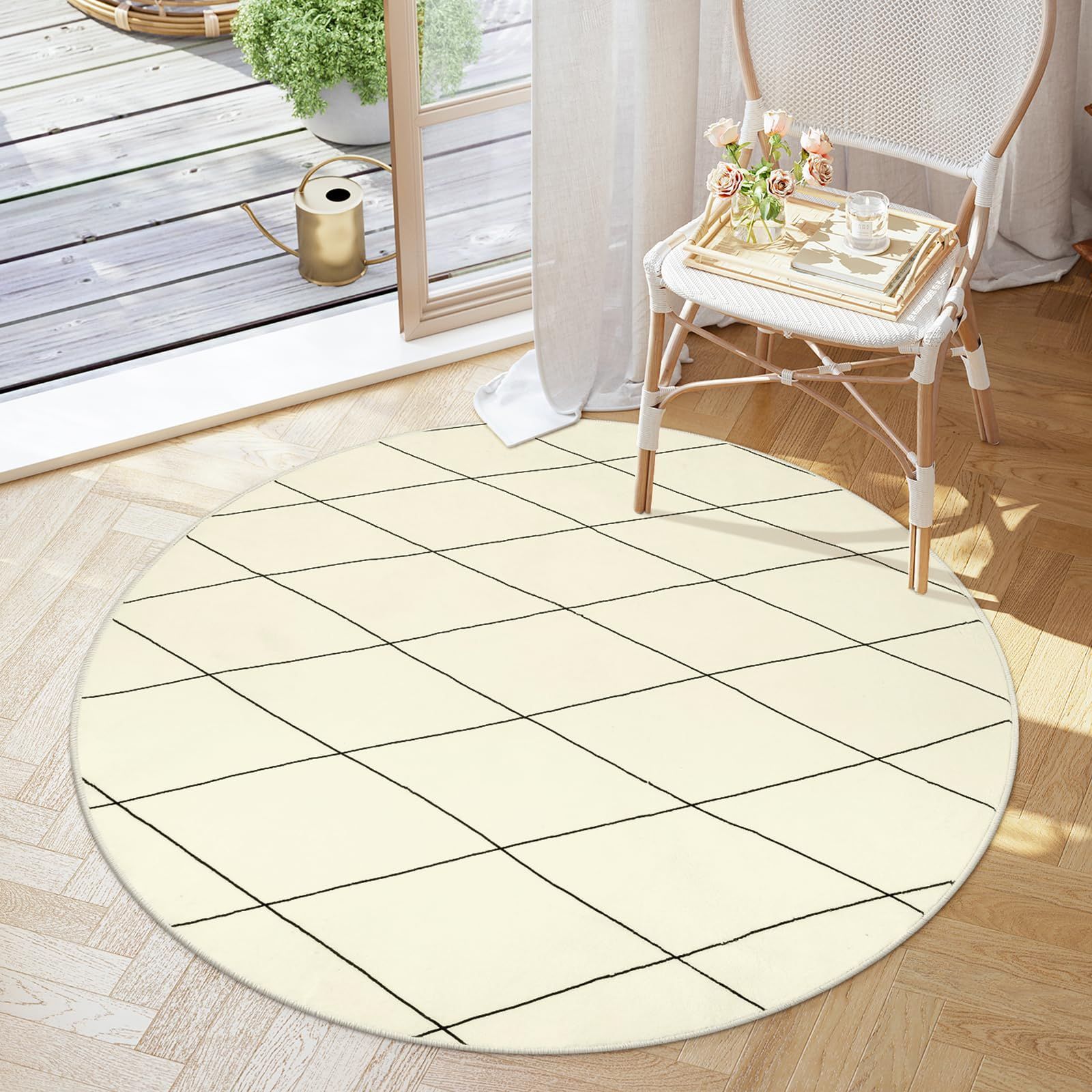 高品質 カーペット 洗える 滑り止め付 ラグ 北欧風O