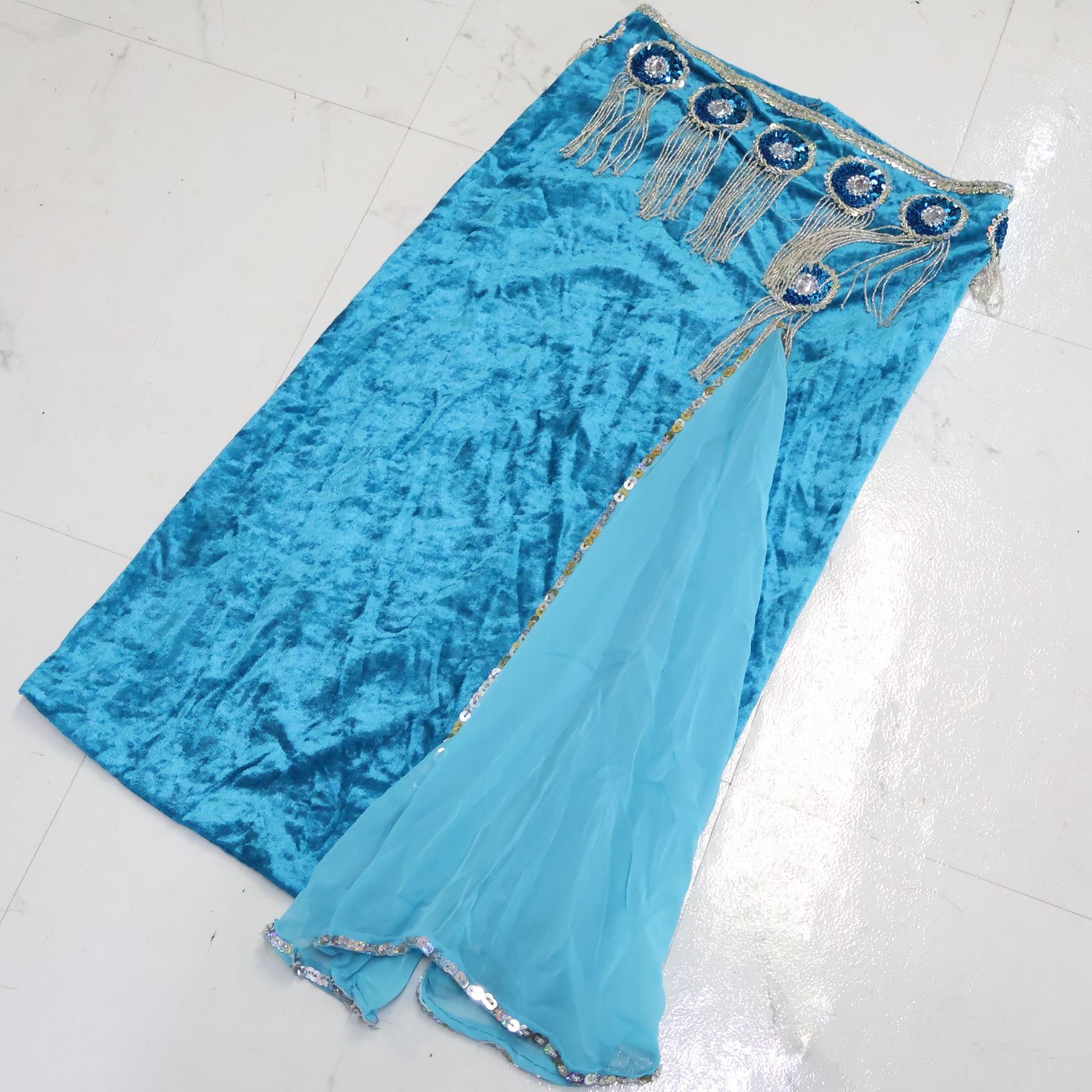 ベリーダンス用 オリエンタル衣装】水色 GUZEL COSTUME