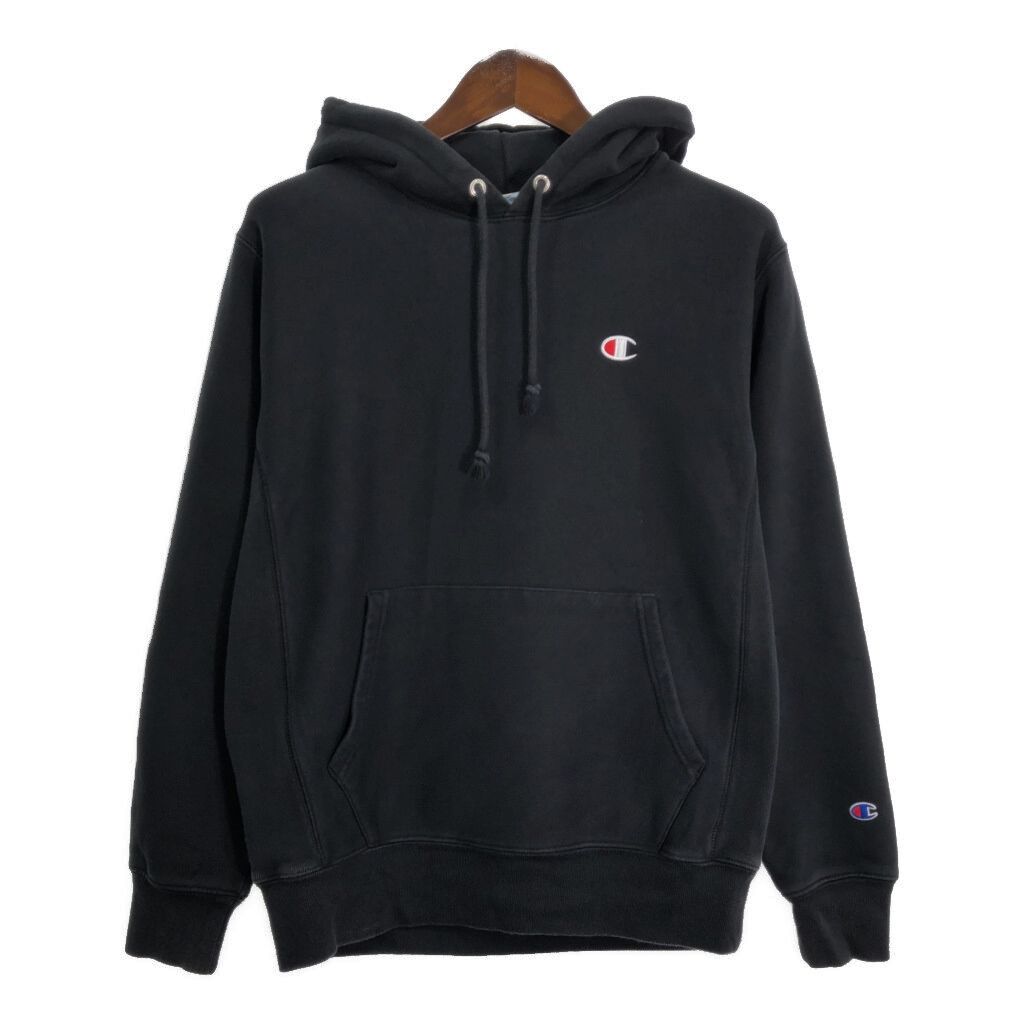 Champion チャンピオン REVERSE WEAVE リバースウィーブ パーカー ワンポイントロゴ ブラック (メンズ M) 中古 古着 R8726