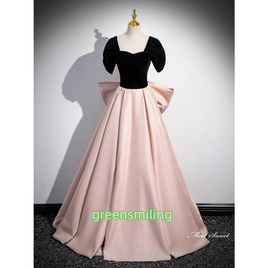 カラードレス ロングドレス パーティードレス ピンク 切替 ブラック ウェディングドレス ウエディングドレス 結婚式 二次会 花嫁 前撮り 演WP数量 価格926