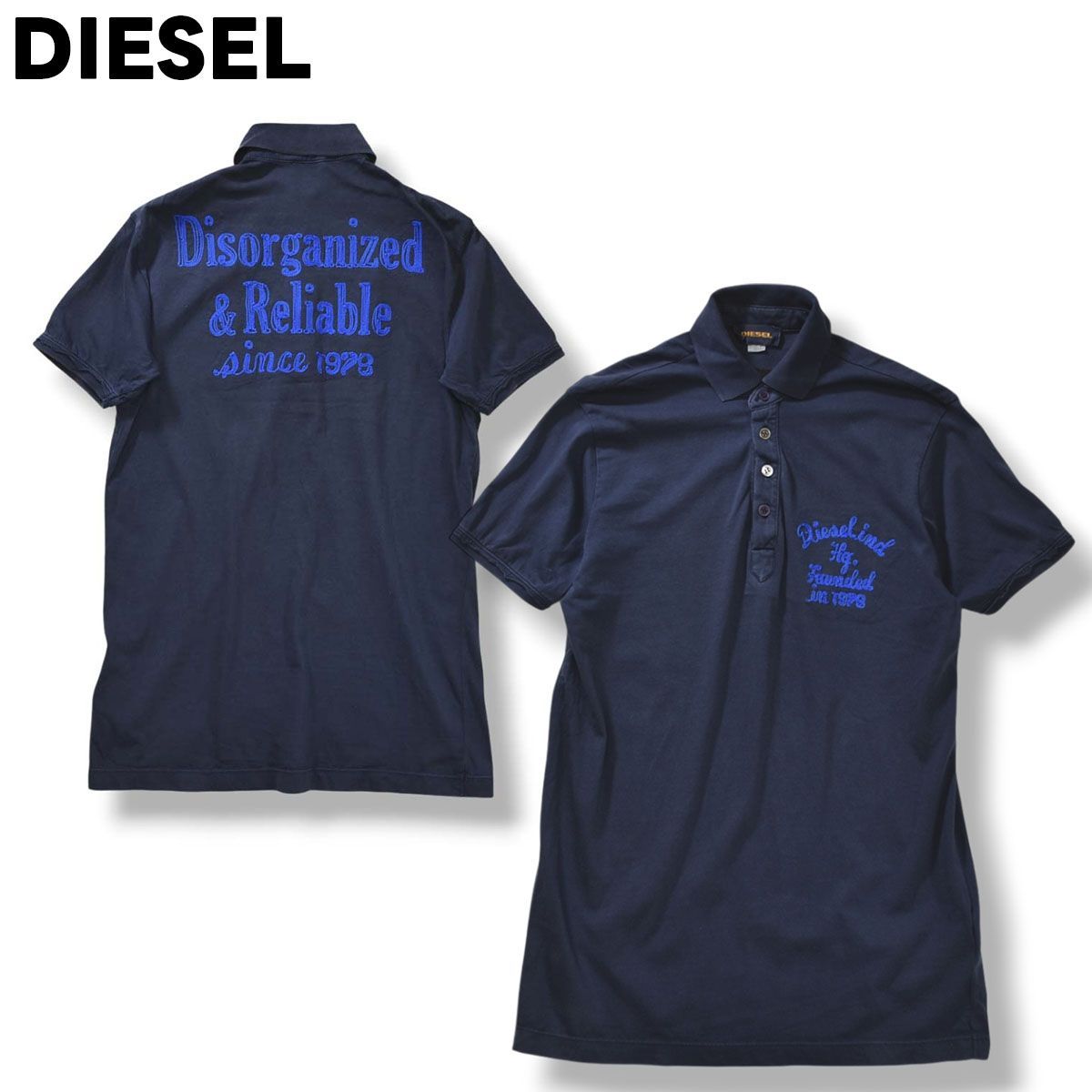 ディーゼル DIESEL チェーンステッチ刺繍 半袖 ポロシャツ