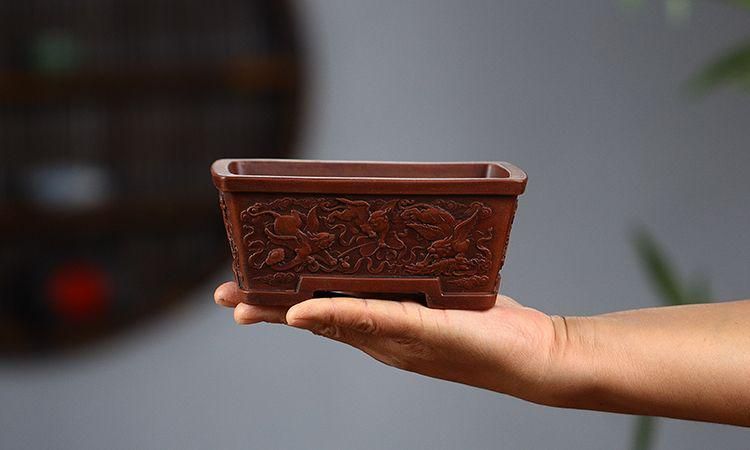 中国宜興 紫砂 孫偉盆芸 在銘 盆栽 花鉢 無傷 植木鉢 朱泥 WWTT164 中国宜興 紫砂 孫偉盆芸 在銘 盆栽 花鉢 無傷 植木鉢 朱泥
