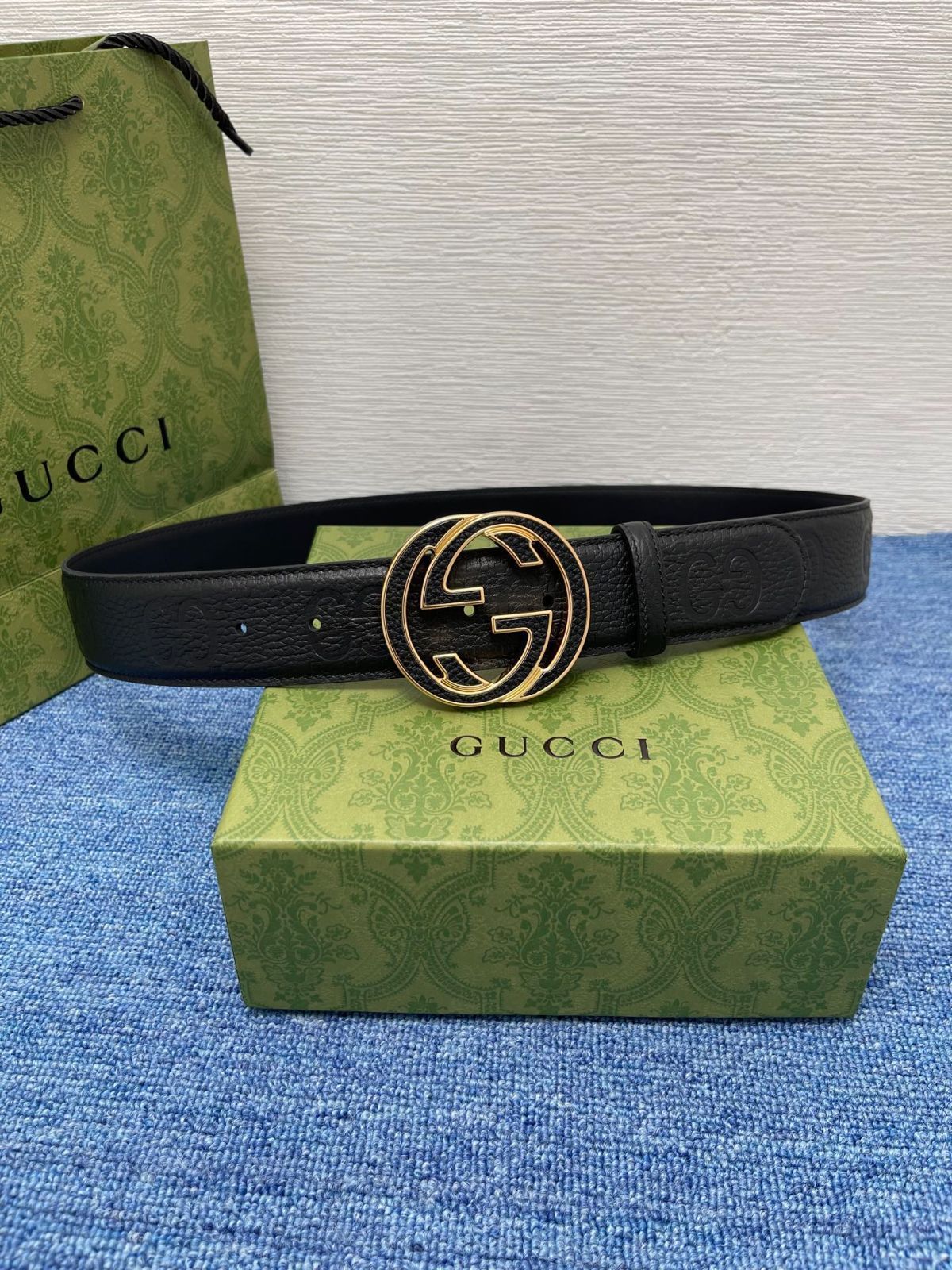 今日特価】Gucci Signature ダブル G バックル 本革ベルト-2