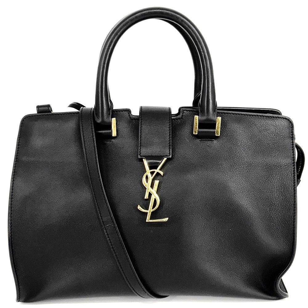 美品●イヴサンローラン　ショルダーバッグ　2way　YSL　リザード　レザー　黒 Yves Saint Laurent イヴ・サンローラン YSL リザード レザー