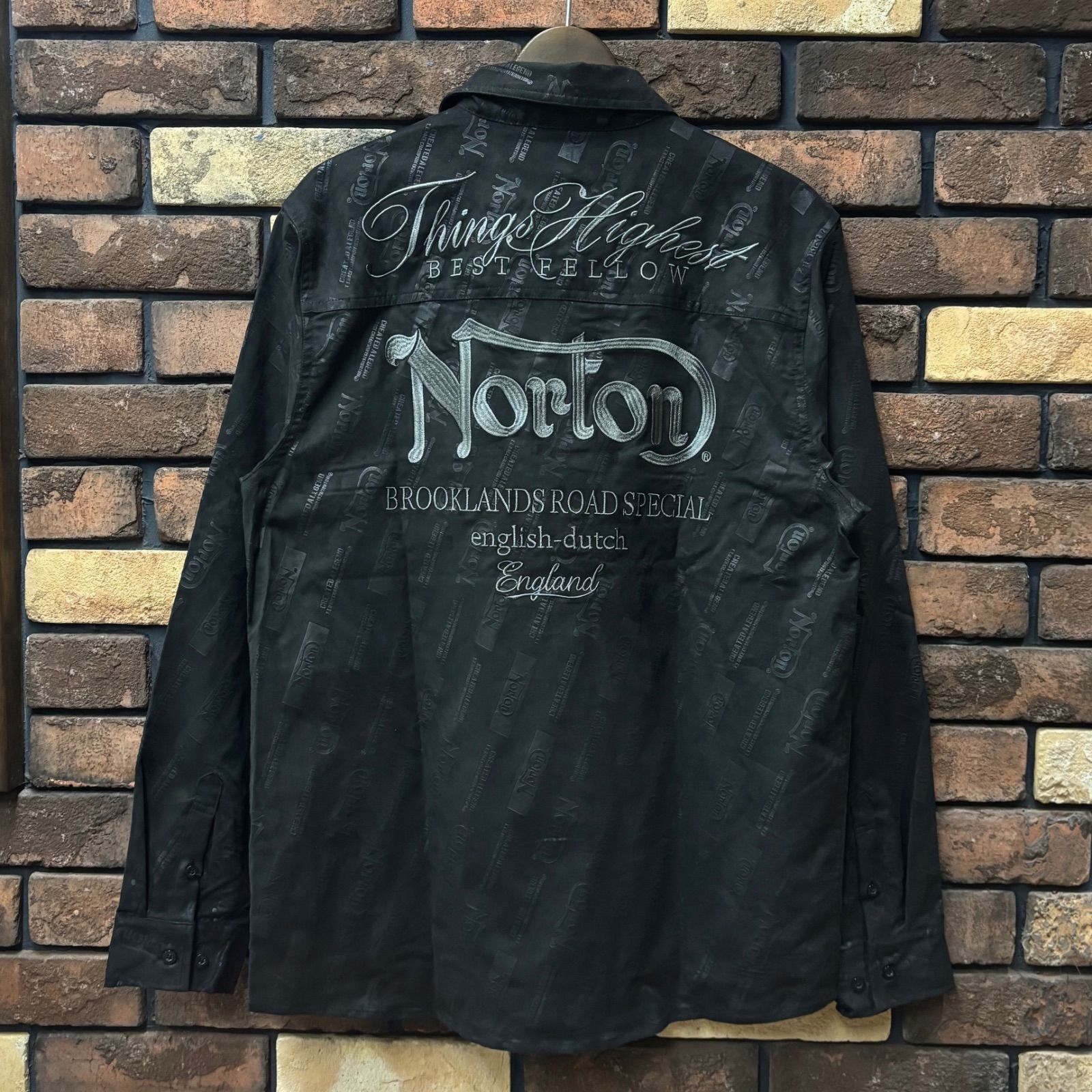 Norton ノートン 長袖シャツ ストレッチ バイカー 刺繍ロゴ Lサイズ 