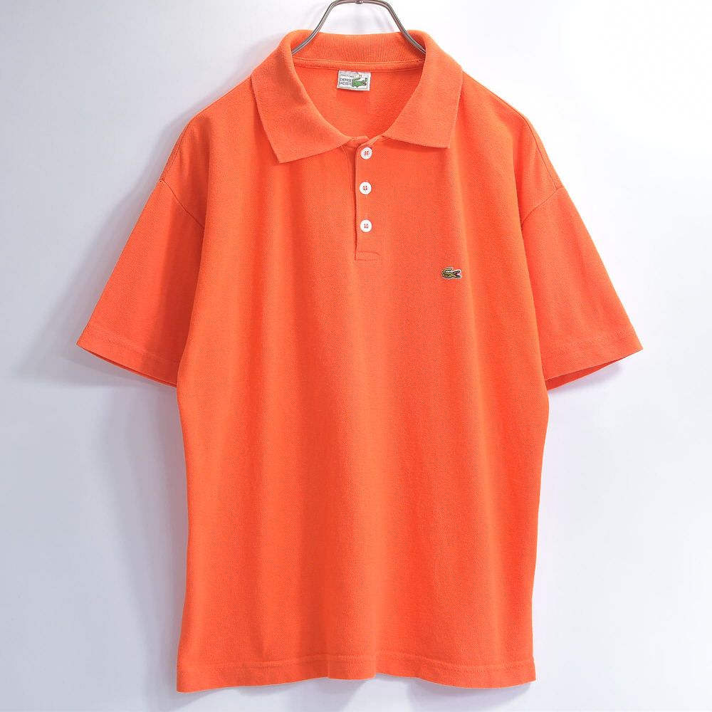 ラコステ シュミーズ ポロシャツ 半袖 エンジ L 70s-80s フランス製 LACOSTE 70sフランス製 CHEMISE ラコステ 半袖鹿の子ポロシャツ