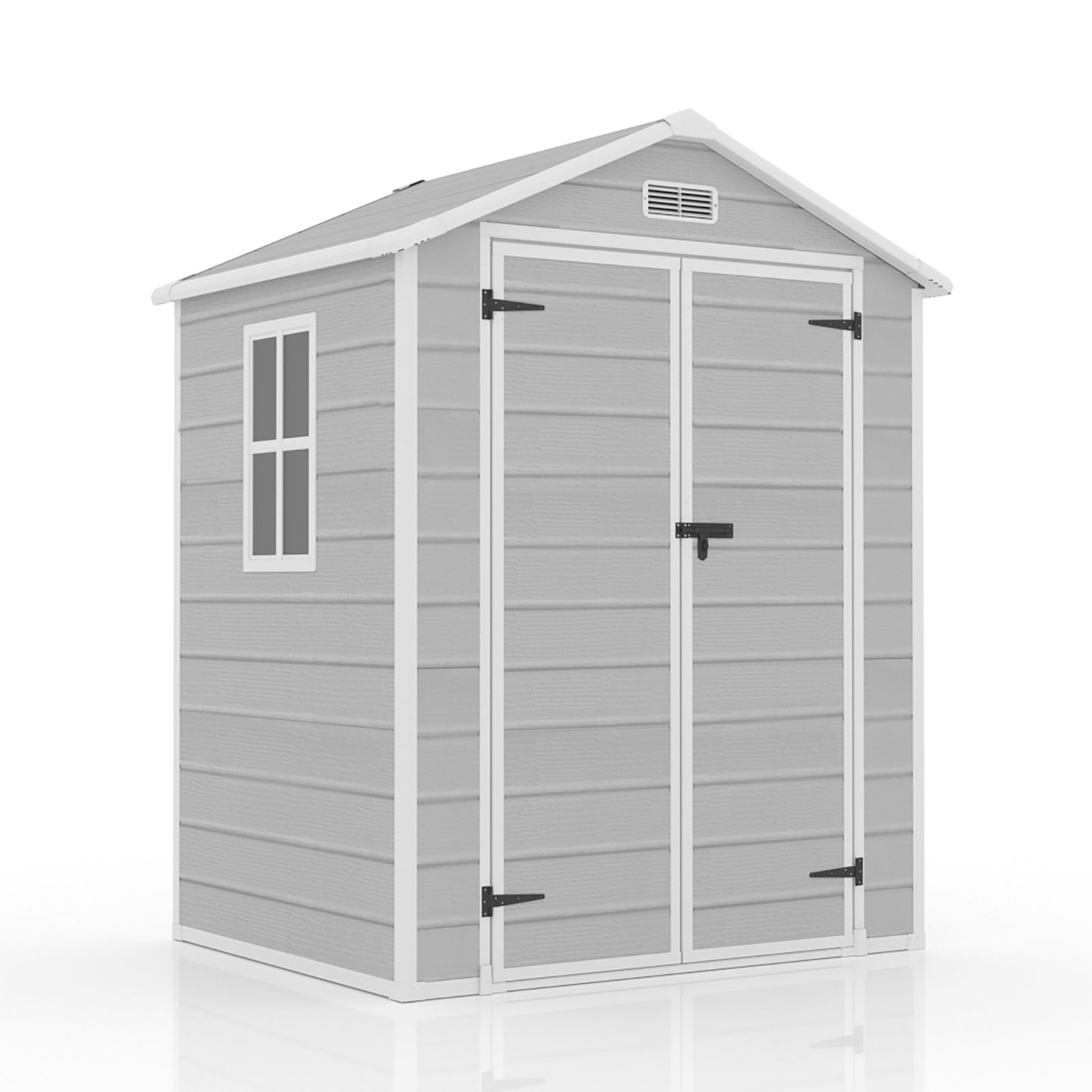Donext 物置 屋外 樹脂製 倉庫 幅169×奥行135×高さ208cm 3500L 大型物置 戸外収納庫 窓付き 床板付き 防水|耐侯 ガーデン|庭|田畑|農場 頑丈 大容量 ライトグレー HRDEVELOPMENT_JP