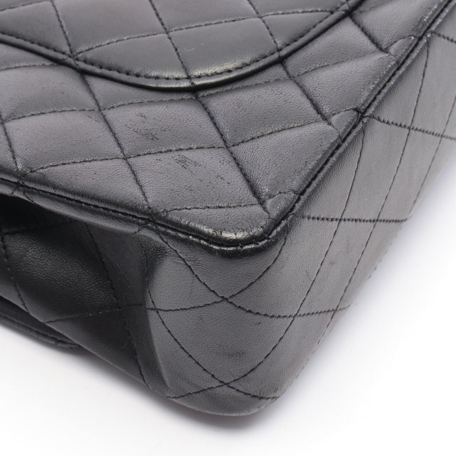 シャネル CHANEL マトラッセ Wフラップ ショルダーバッグ バッグ ラムスキン（羊革） レディース ブラック系 A01112 【中古】 CHANEL - シャネル CHANEL マトラッセ Wフラップ ショルダーバッグ