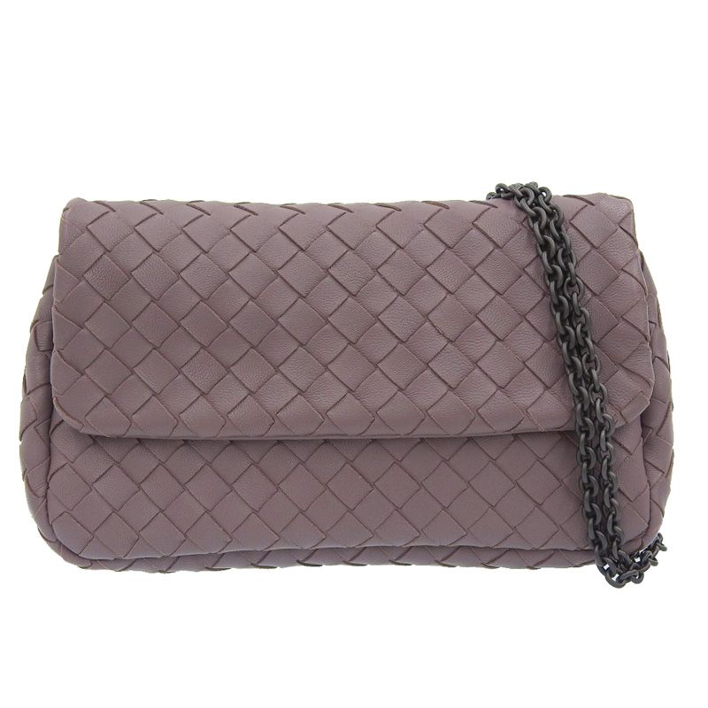 ボッテガヴェネタ BOTTEGA VENETA イントレチャート ショルダーバッグ レザー パープル 中古 新入荷 OB2396 ボッテガヴェネタ BOTTEGA VENETA イントレチャート ショルダーバッグ