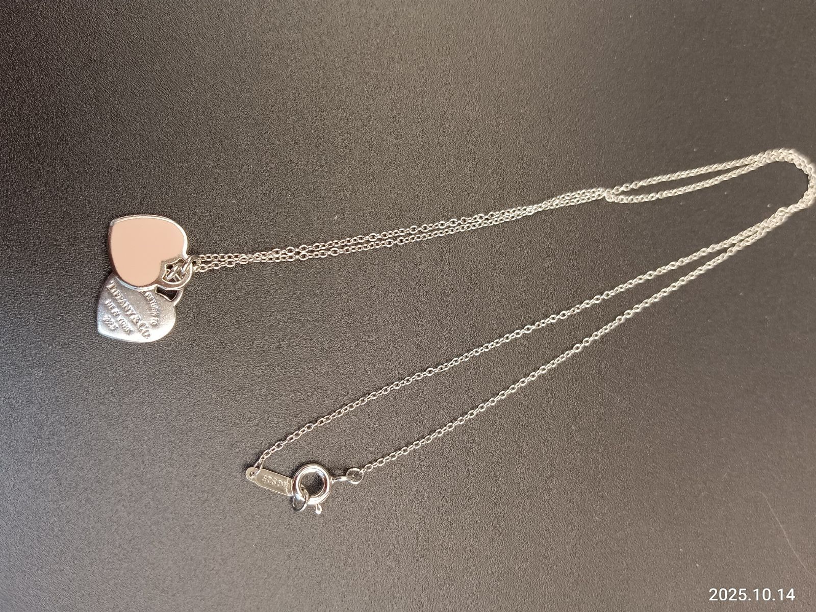 リターントゥ ティファニー レッド ミニダブルハートタグ ペンダントネックレス SV925 ピンク