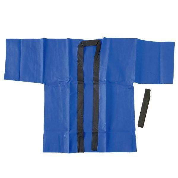縁日用品・ヨーヨー　カラー不織布ハッピ(帯付)　大人用　青　1枚