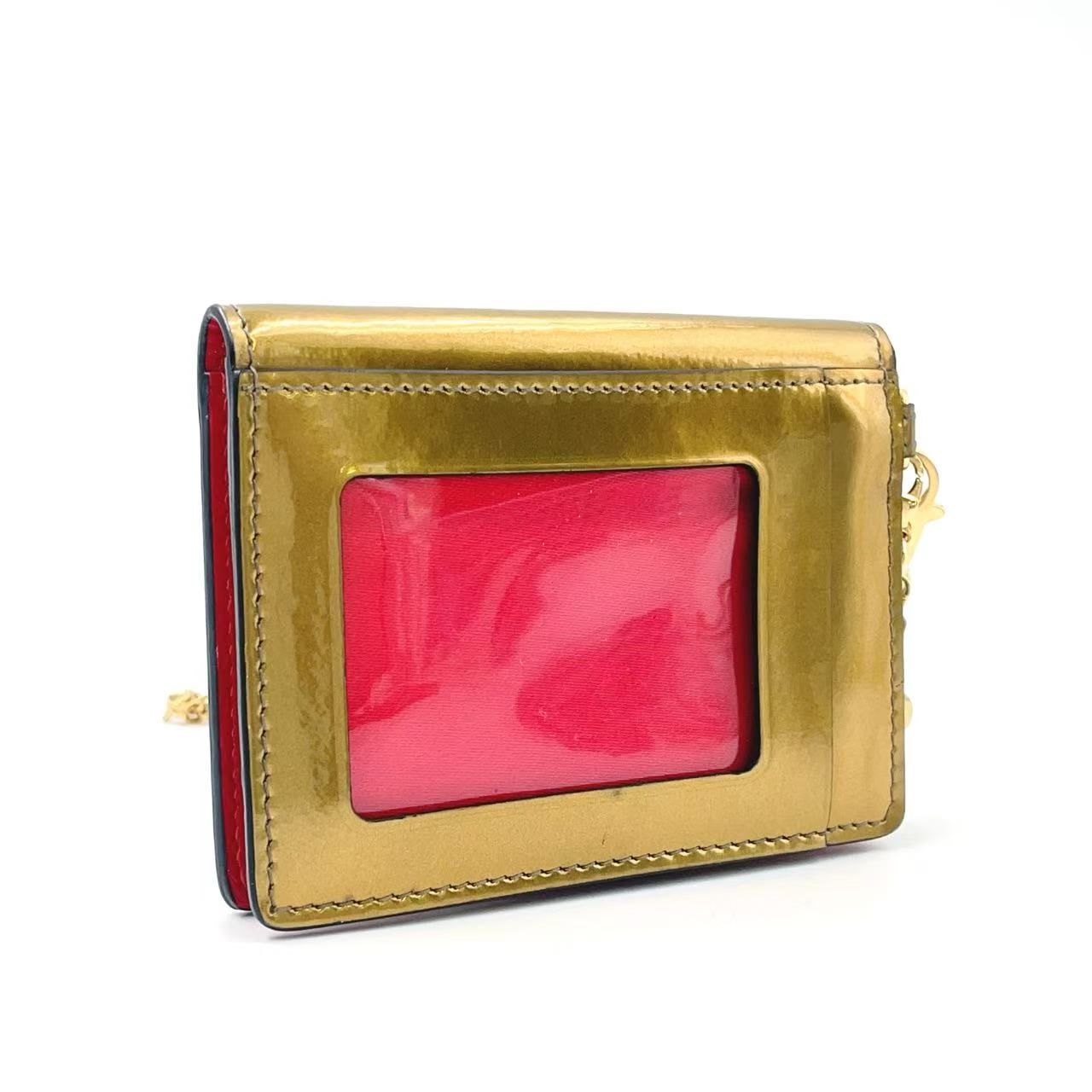 Christian Louboutin パネトーネ ロックスタッズ パテント レザー ゴールド カードケース ゴールド