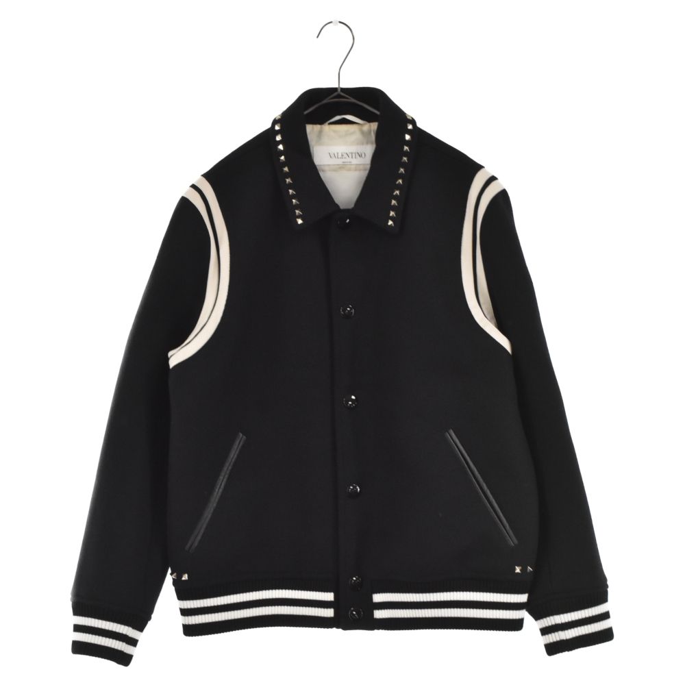 VALENTINO スタッズ付き ブラックスタジャン　テディジャケット　44 VALENTINO スタッズ付き ブラックスタジャンテディジャケット44