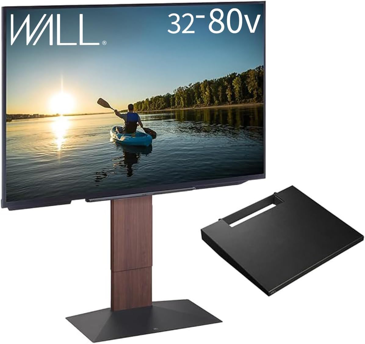 EQUALS イコールズ テレビ台 壁寄せテレビスタンド WALL V3 ロータイプ +棚板レギュラーサイズセット 32型〜80型対応 ウォールナット (棚板:サテンブラック)