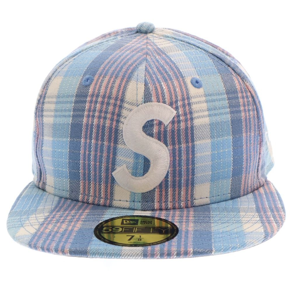 SUPREME (シュプリーム) 23SS ×NEW ERA Metallic Plaid S Logo シューエラ Sロゴ ベースボールキャップ 帽子 ブルー