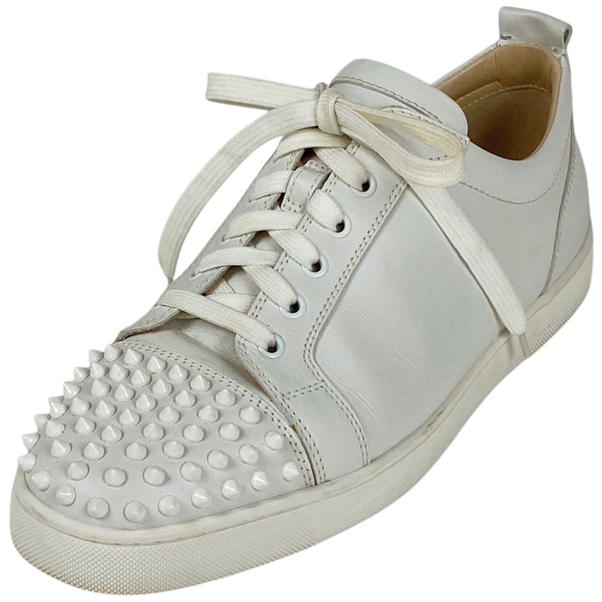 クリスチャンルブタン Christian Louboutin ルイス ジュニア スパイクス ローカット スタッズ 靴 スニーカー レザー ホワイト メンズ 【中古】