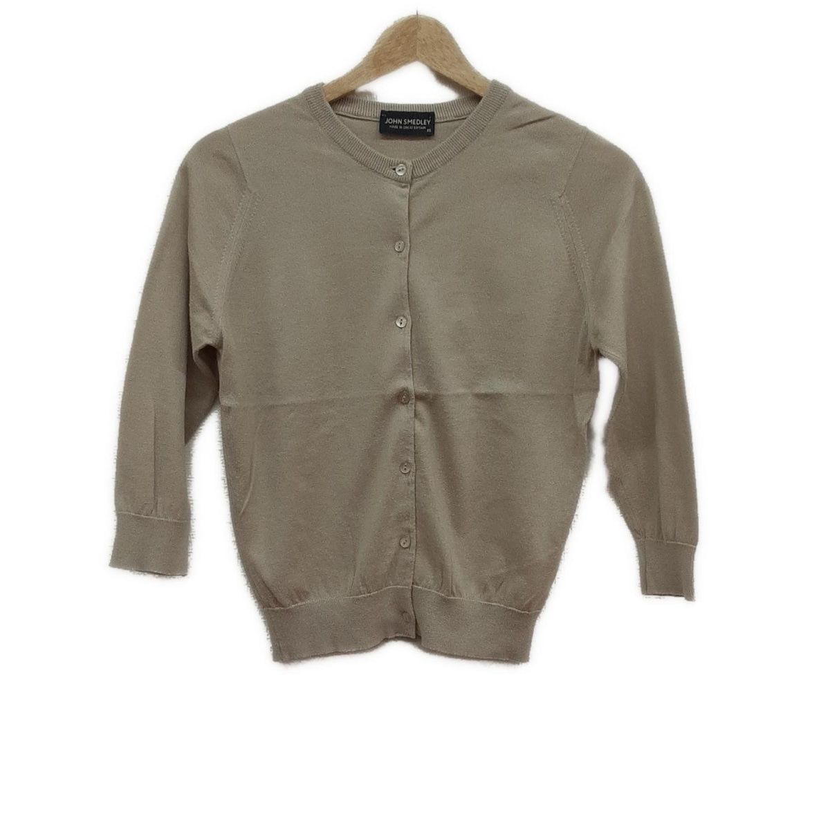 JOHN SMEDLEY ジョンスメドレー カーディガン サイズXS レディース - ベージュ 七分袖
