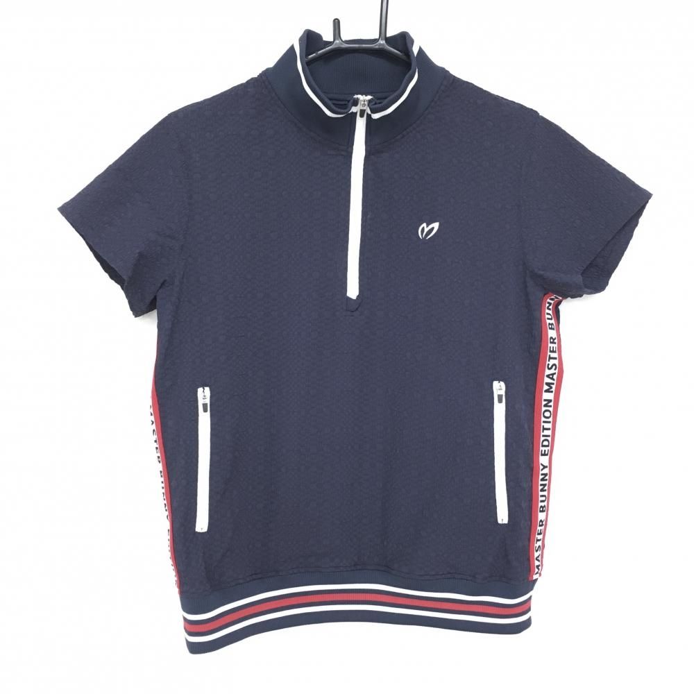 美品】マスターバニー 半袖ブルゾン ネイビー×レッド 凹凸生地 ハーフ  