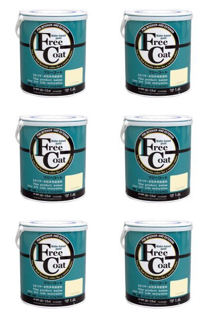 アトムハウスペイント 水性フリーコート 1.6 L シフォンイエロー 6缶セット