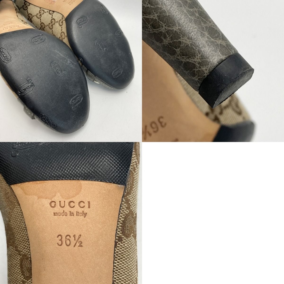 GUCCI グッチ GGキャンバス ホースビット パンプス サイズ36 約23㎝ GUCCI グッチ GGキャンバス ホースビット パンプス 36½（23.5相当
