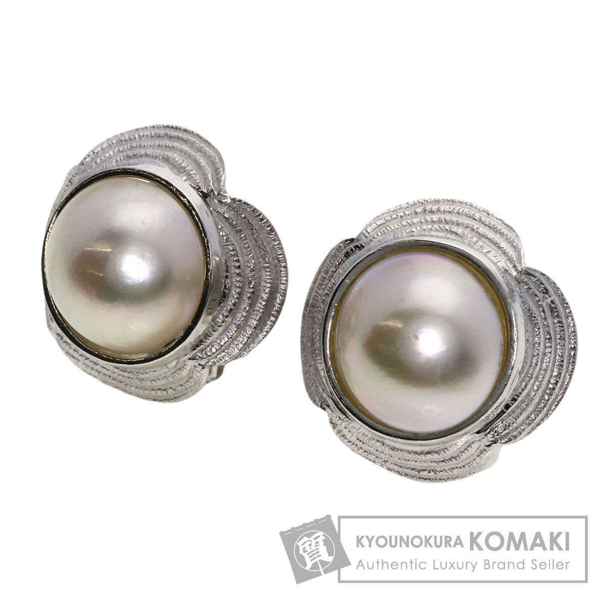 MIKIMOTO ミキモト フラワーモチーフ マベパール 真珠 イヤリング K14WG レディース