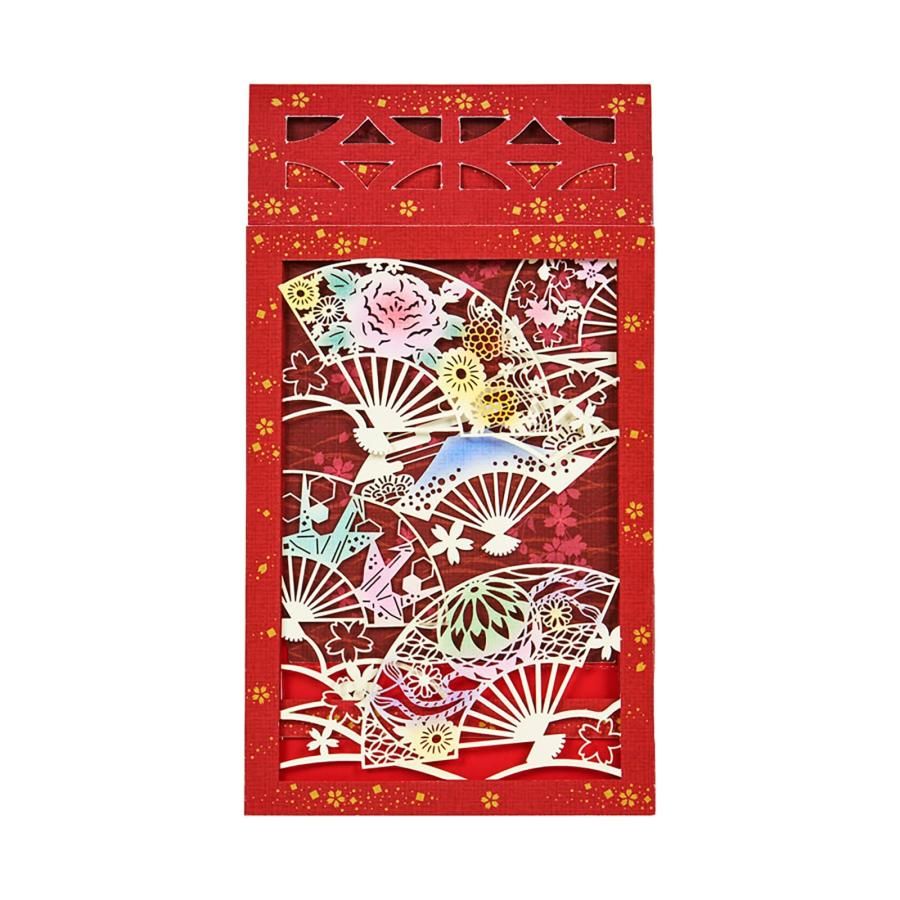 サンリオ(SANRIO) 和風クリスマスカード レーザーカット箱形扇面