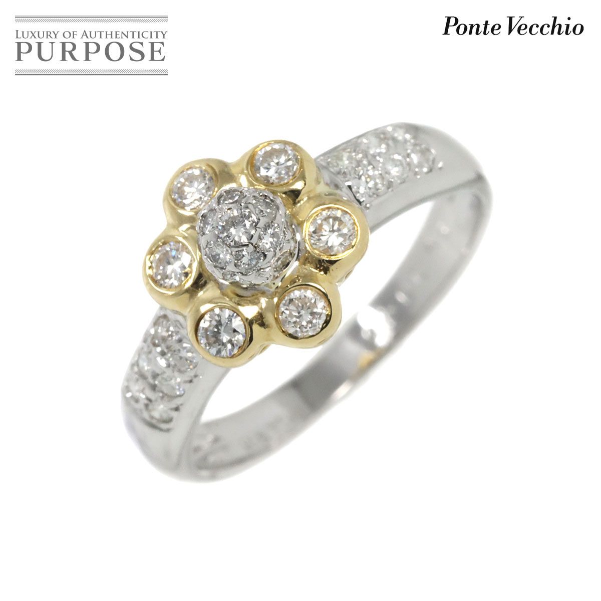 ポンテヴェキオ Ponte Vecchio 12号 リング ダイヤ 0.46ct K18 YG WG  