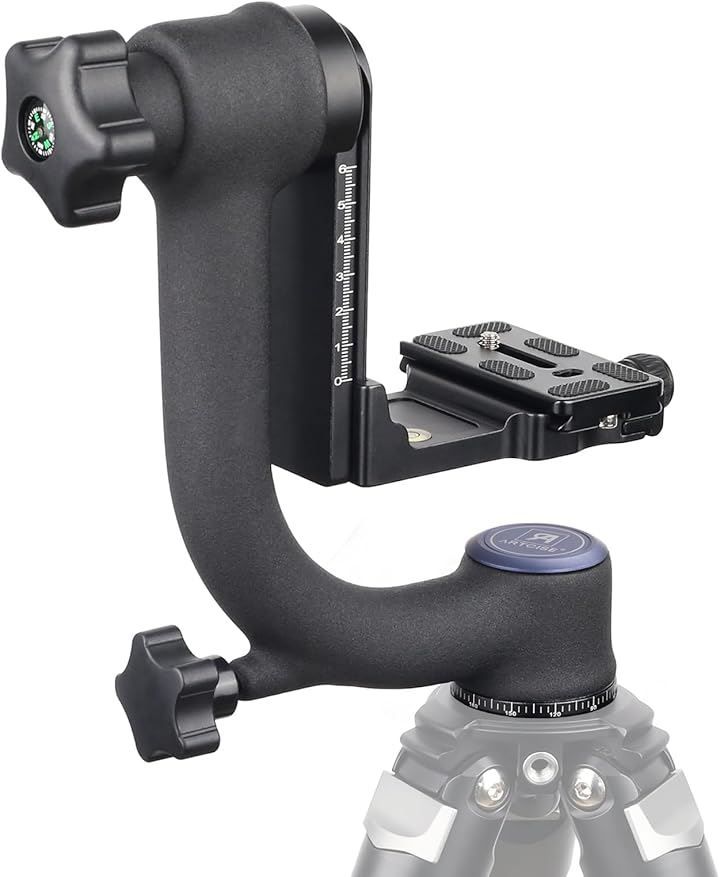 ARTCISE ジンバル雲台 アルミ合金 360度回転 パノラマ アルカスイス規格 クイックシュー 三脚ヘッド DSLR 望遠レンズ デジタル一眼レフカメラ用 大型雲台 野生動物 野鳥撮影 スポーツに対応 耐荷重10キロ