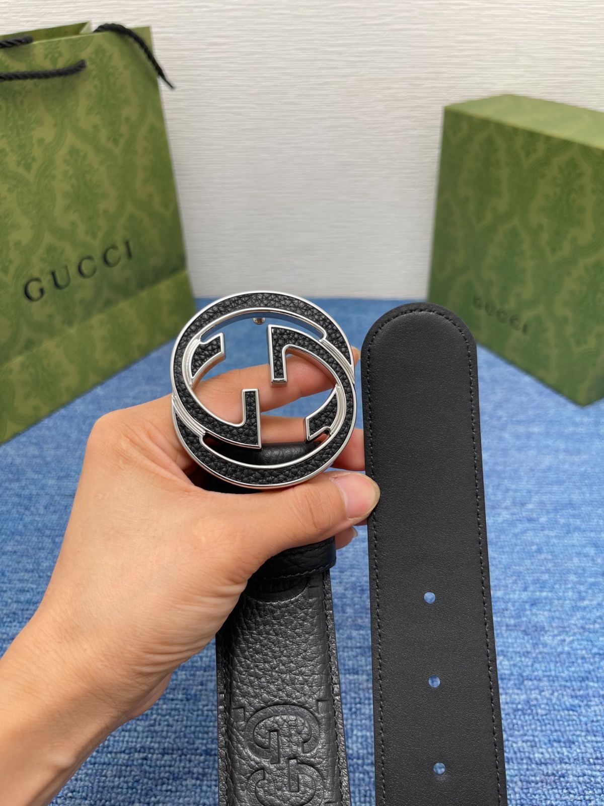 ★関税込★GUCCI★マモンダブルGバックルの革ベルト★ ダブルG スリムベルト ブラック レザー | GUCCI公式