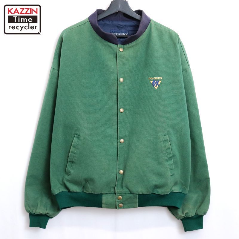 ヴィンテージ古着！肉厚コットンスタジャン メンズ2XL ビッグサイズ 刺繍ロゴ f-apd08y21n14z6446.jpg