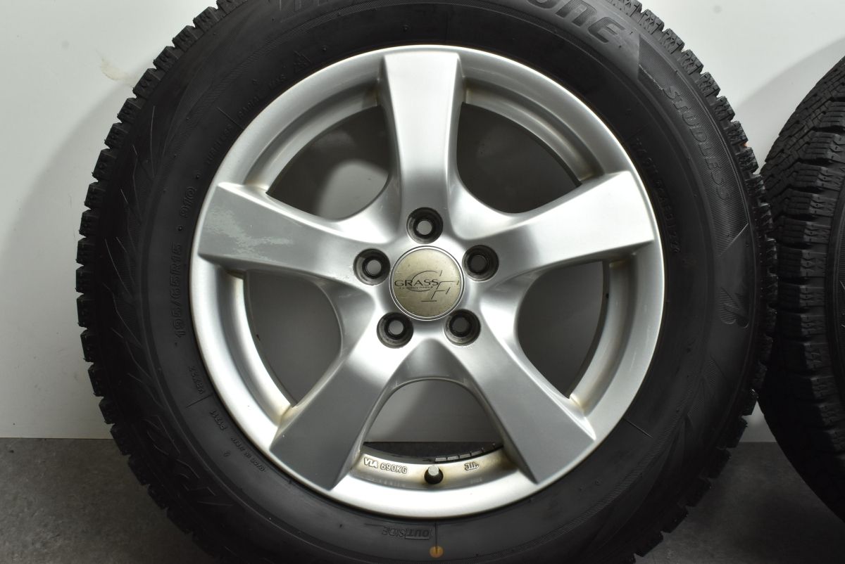 【バリ溝】グラス 15in 5J +43 PCD100 ブリヂストン ブリザック VRX2 195/65R15 30プリウス カローラツーリング スポーツ インプレッサ