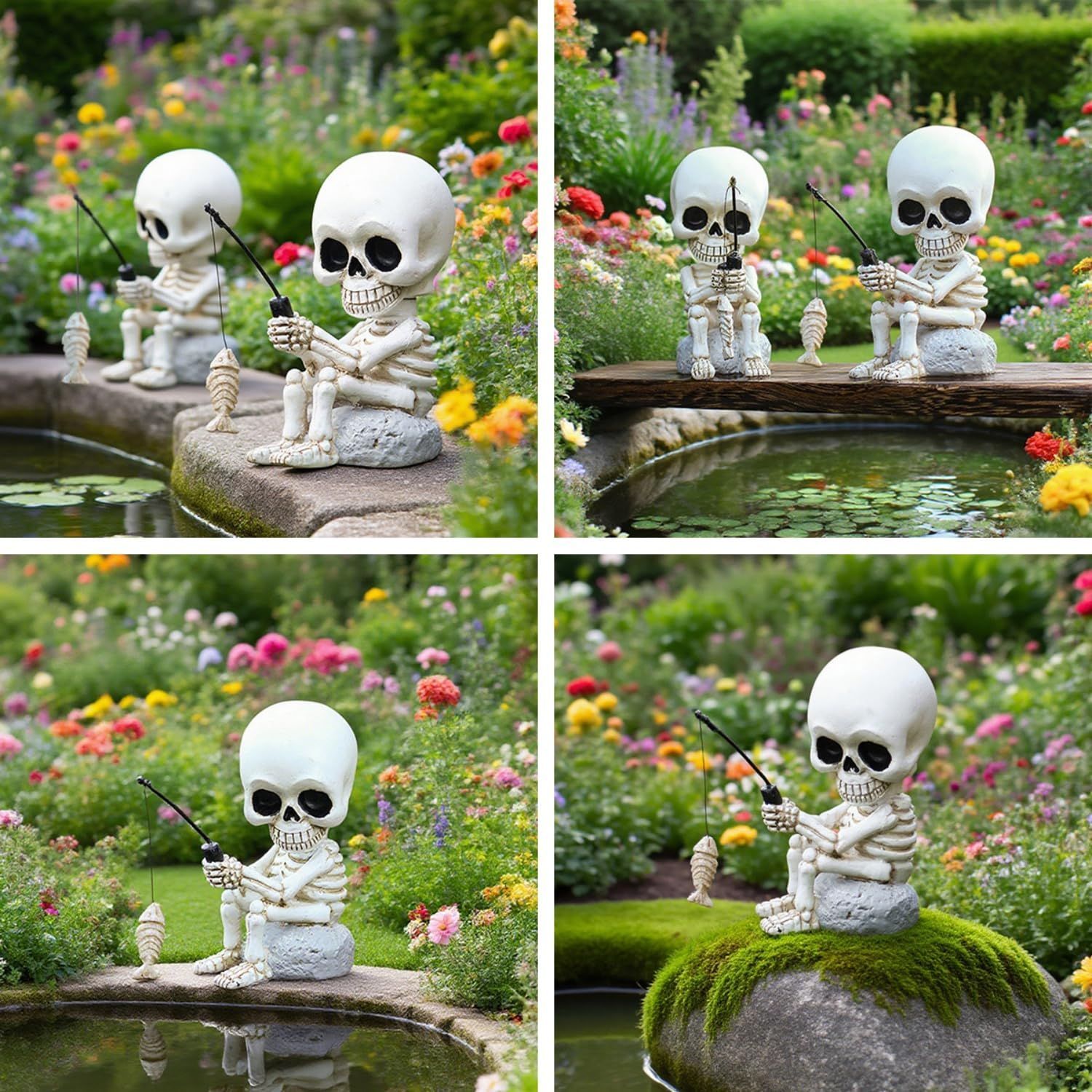 売切注意 装飾品 面白い小道具 水族館 インテリア雑貨 怖い ゴシック デコレーション スカルオーナメント ガーデンオーナ 黒 骸骨 髑髏 ミニチュア 釣りのスカル スカル置物 ハロウィン飾り COSSA SKLAD-KIRPICHA_RU