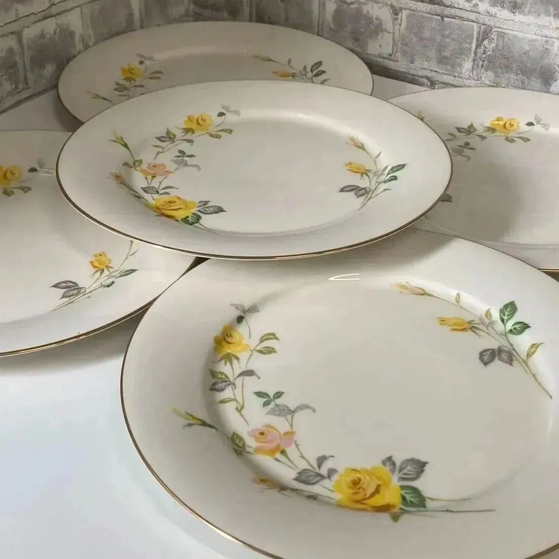 NORITAKE ノリタケ Nittoroiyal RC JAPAN 黄色薔薇 27㎝プレート 5枚 