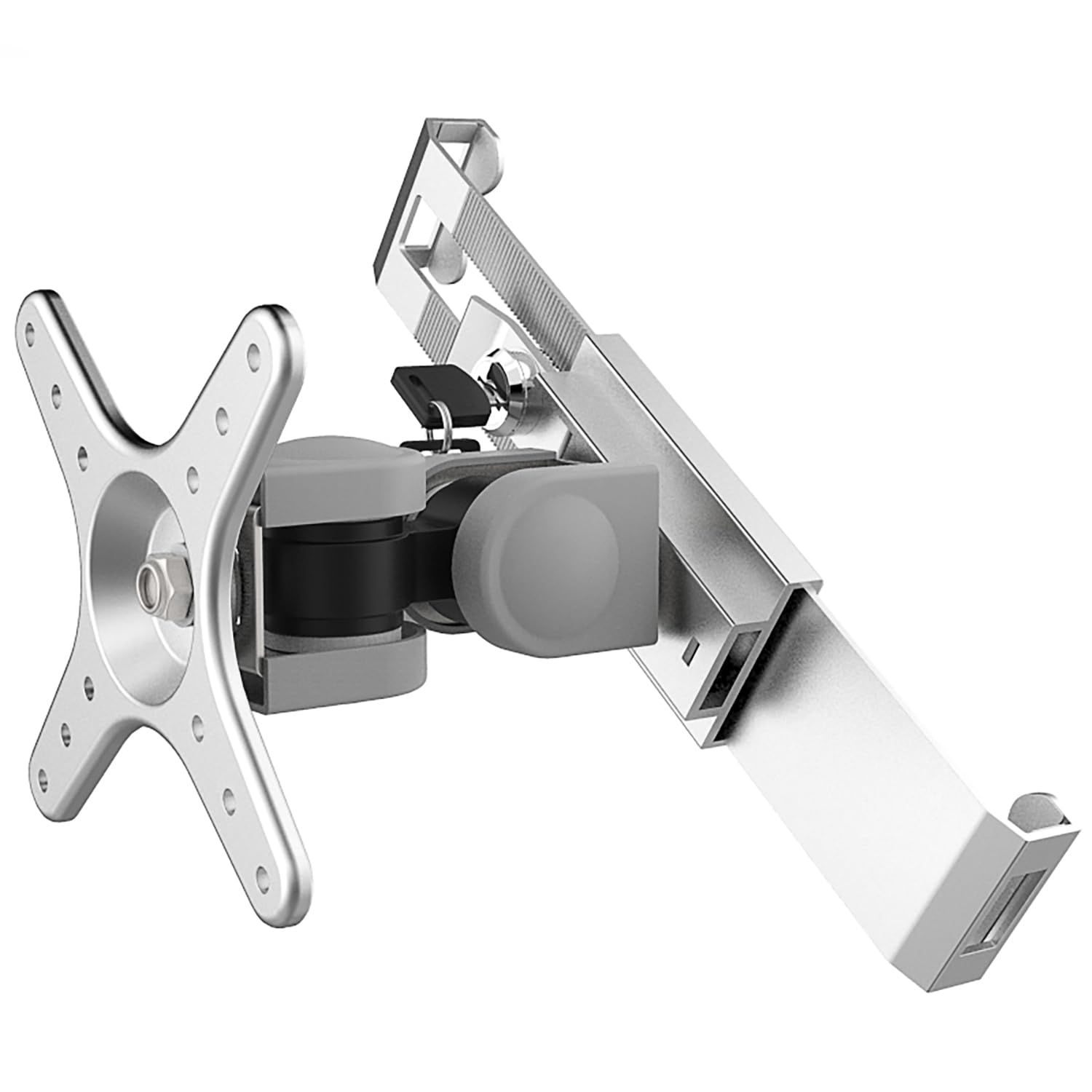 壁掛けタブレットスタンド 盗難防止セキュリティロックとキー付き 7～10.1|9.7-13インチ用ブラケット iPad Air iPad Pro Galaxy Tab 360°マルチアングル調整 キッチン iPadホルダー VESA75*100MMタブ