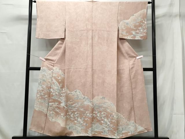 平和屋着物○訪問着 地紙草花文 暈し染め 金銀彩 正絹