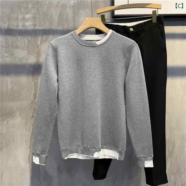 種類11：3XL/F：LR#Q7 ブラック 秋冬 コーデ メンズ  服 シンプル ファッション オシャレ 大人 かっこいい 大きいサイズ ストリート 紳士服  フェイク ツーピース セーター スリム ニット トップ OUTFITS７ この冬の本命アイテム「今っぽ」着こなしコーデ｜LOUNIE
